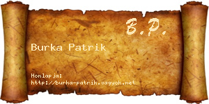 Burka Patrik névjegykártya